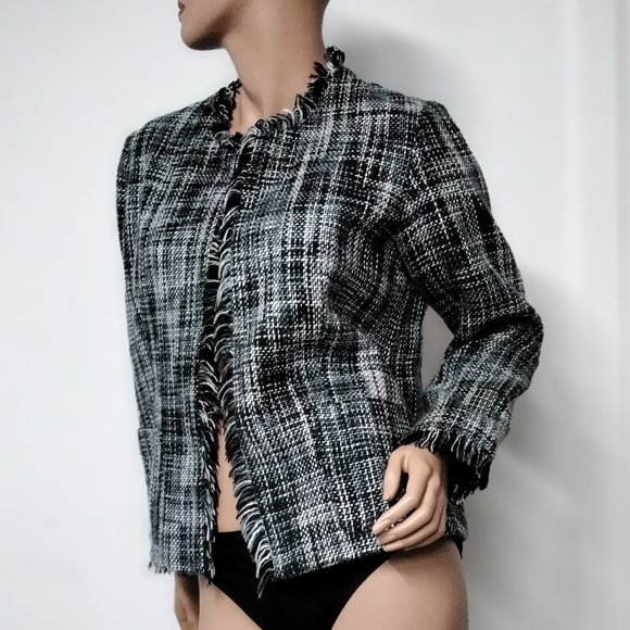 Dialogue Women Tweed Jaquet Blazer Careers Classic Elegant Size 12 Lined Pockets - Picture 1 of 16